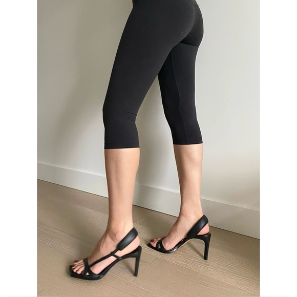 Tibi black leather square toe strappy sandal heels - Picture 5 of 11